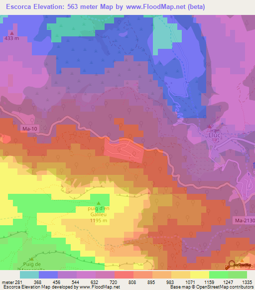Escorca,Spain Elevation Map