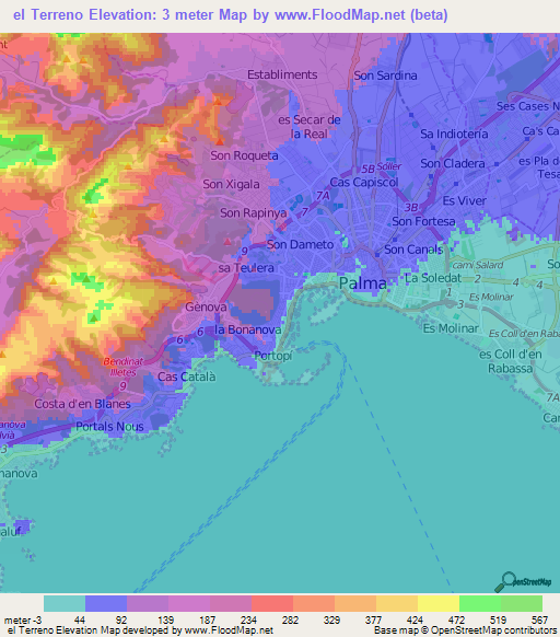 el Terreno,Spain Elevation Map