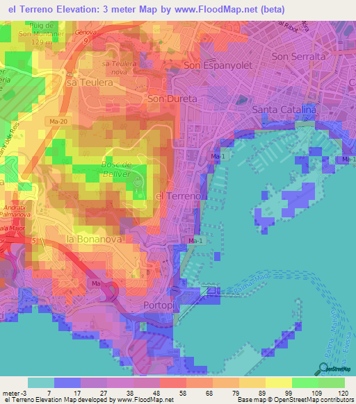 el Terreno,Spain Elevation Map