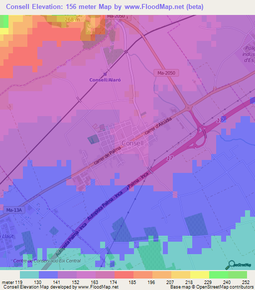 Consell,Spain Elevation Map