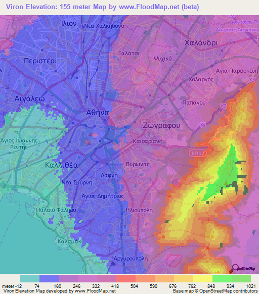 Viron,Greece Elevation Map