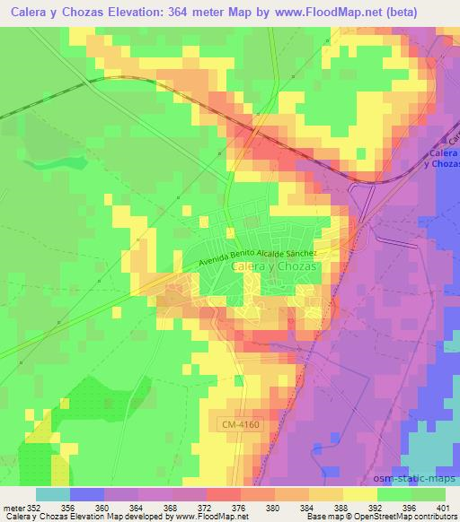 Calera y Chozas,Spain Elevation Map