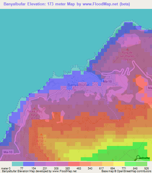 Banyalbufar,Spain Elevation Map