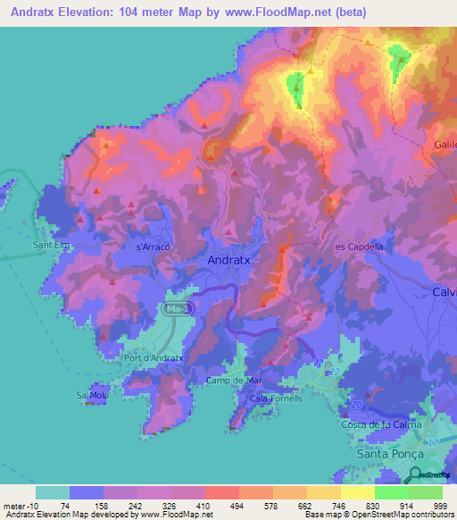 Andratx,Spain Elevation Map