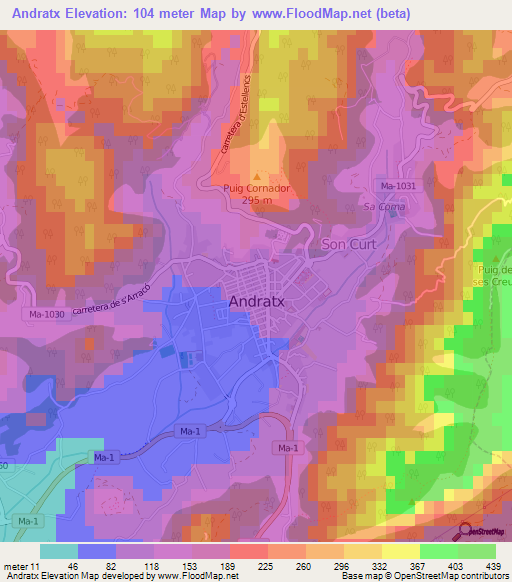 Andratx,Spain Elevation Map