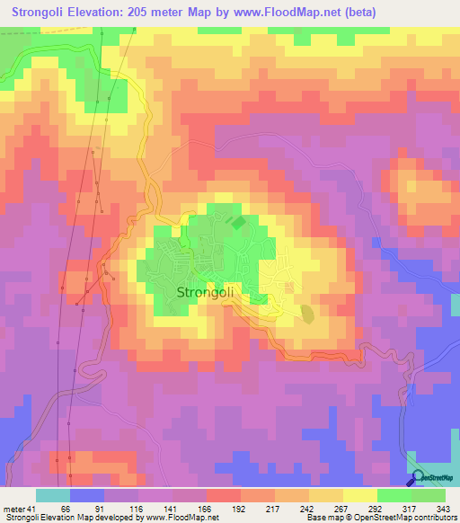 Strongoli,Italy Elevation Map