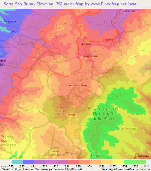 Serra San Bruno,Italy Elevation Map
