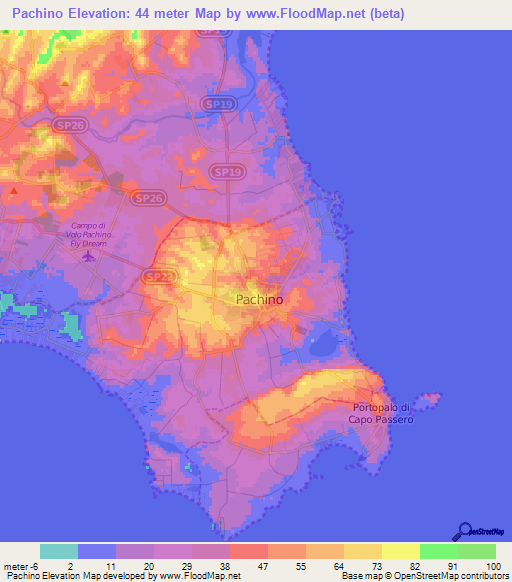 Pachino,Italy Elevation Map