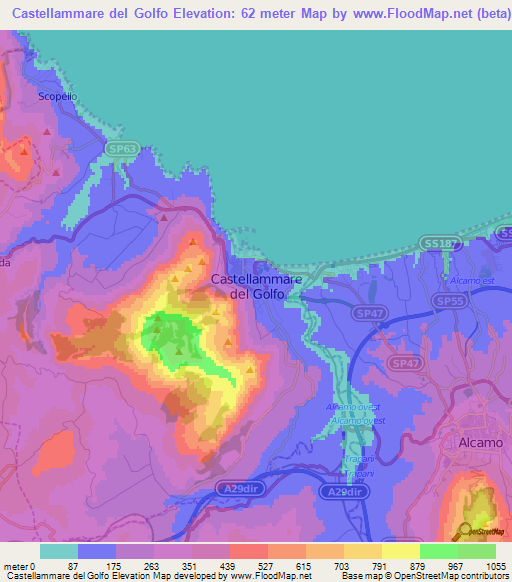 Castellammare del Golfo,Italy Elevation Map
