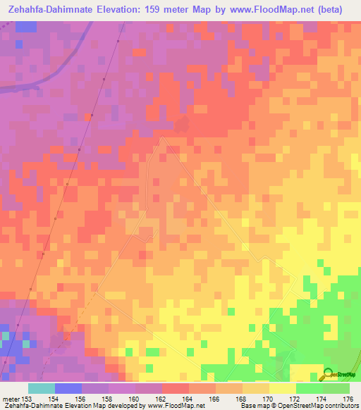 Zehahfa-Dahimnate,Morocco Elevation Map
