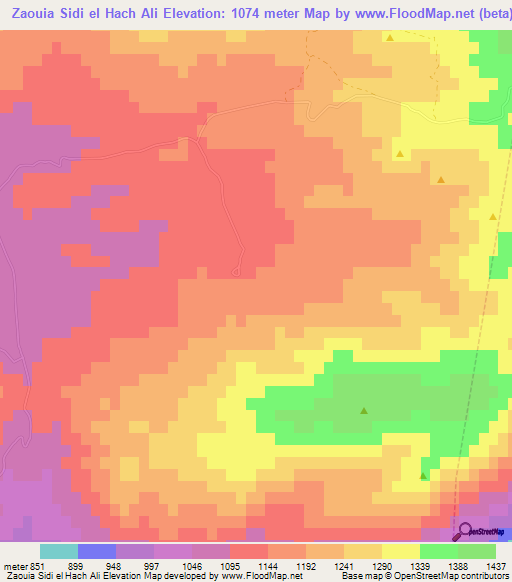 Zaouia Sidi el Hach Ali,Morocco Elevation Map