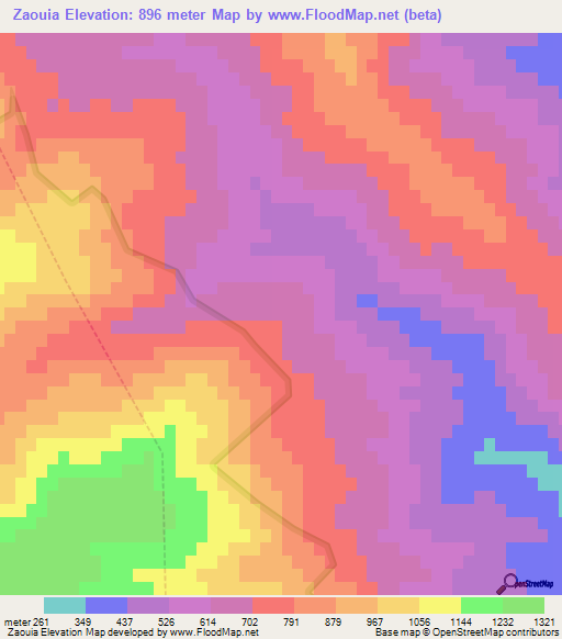 Zaouia,Morocco Elevation Map