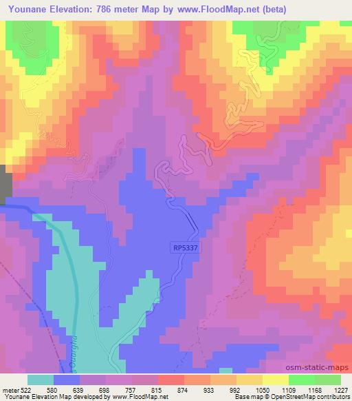 Younane,Morocco Elevation Map