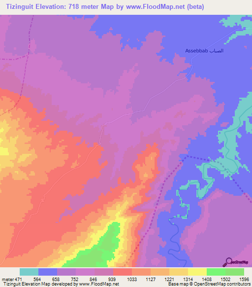 Tizinguit,Morocco Elevation Map