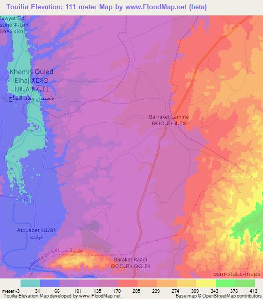 Touilia,Morocco Elevation Map