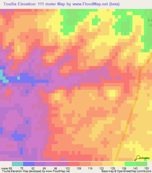 Touilia,Morocco Elevation Map