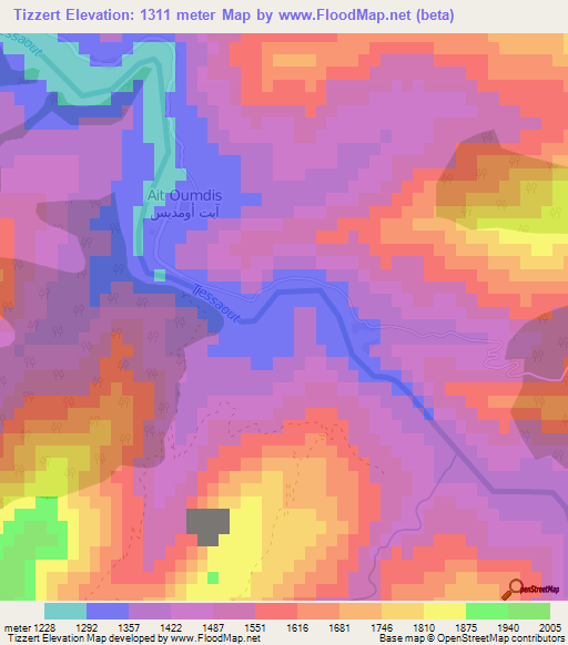 Tizzert,Morocco Elevation Map