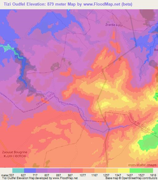 Tizi Oudfel,Morocco Elevation Map