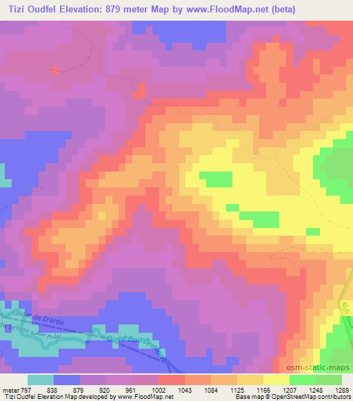 Tizi Oudfel,Morocco Elevation Map