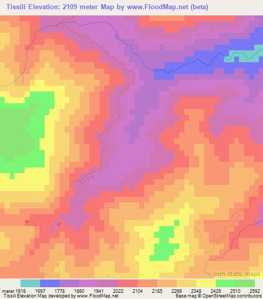 Tissili,Morocco Elevation Map