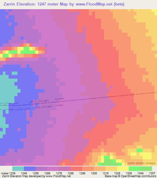 Zarrin,Iran Elevation Map
