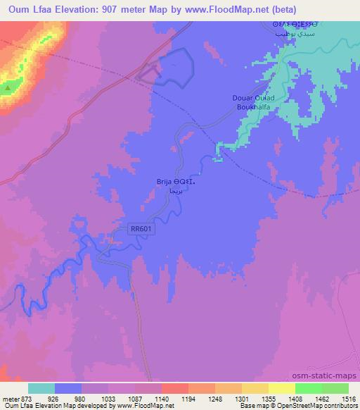 Oum Lfaa,Morocco Elevation Map