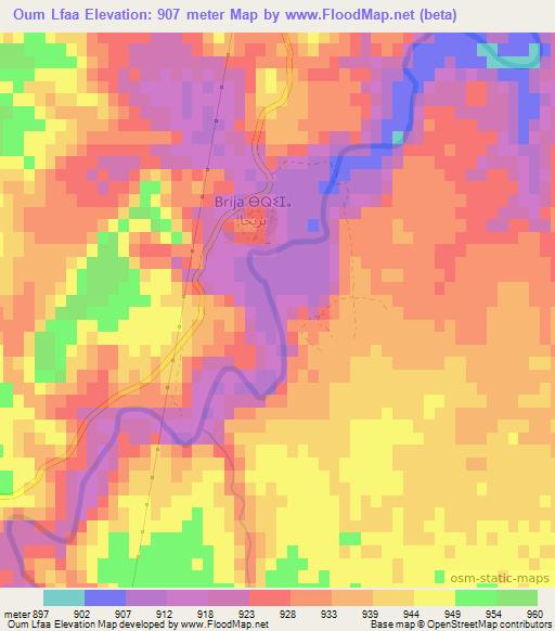 Oum Lfaa,Morocco Elevation Map