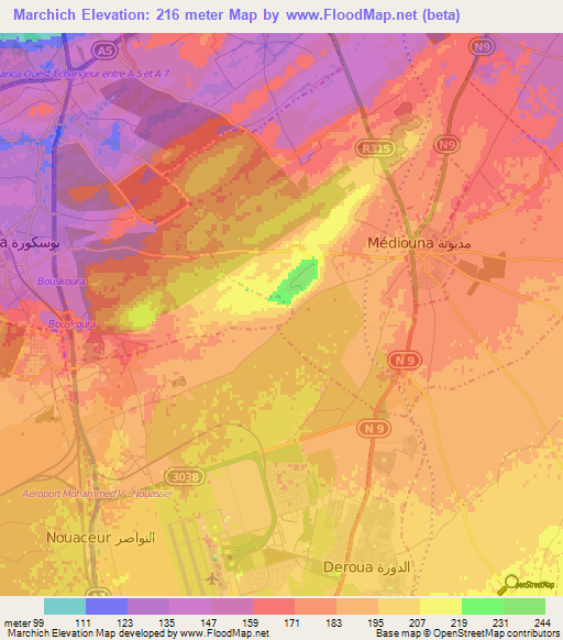 Marchich,Morocco Elevation Map