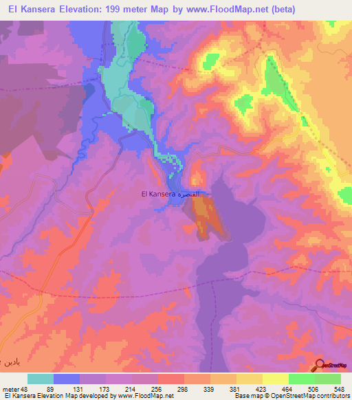 El Kansera,Morocco Elevation Map