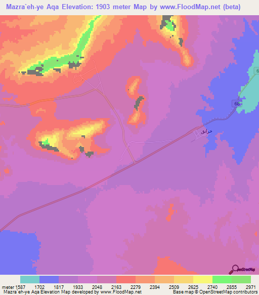 Mazra`eh-ye Aqa,Iran Elevation Map
