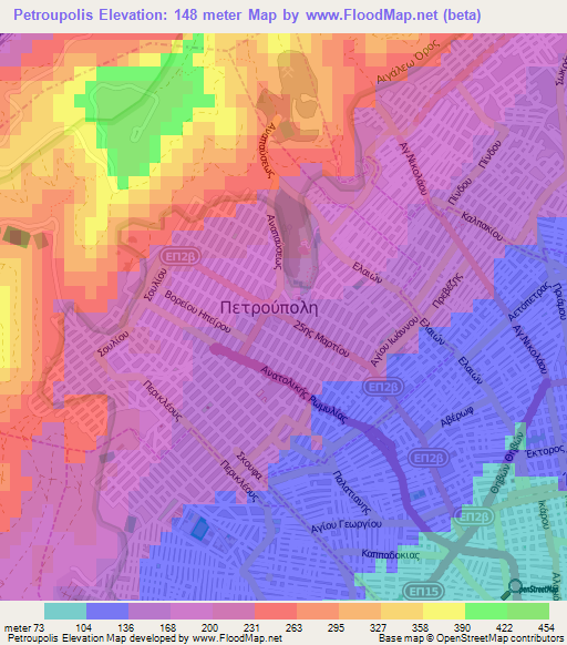 Petroupolis,Greece Elevation Map