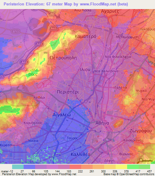 Peristerion,Greece Elevation Map