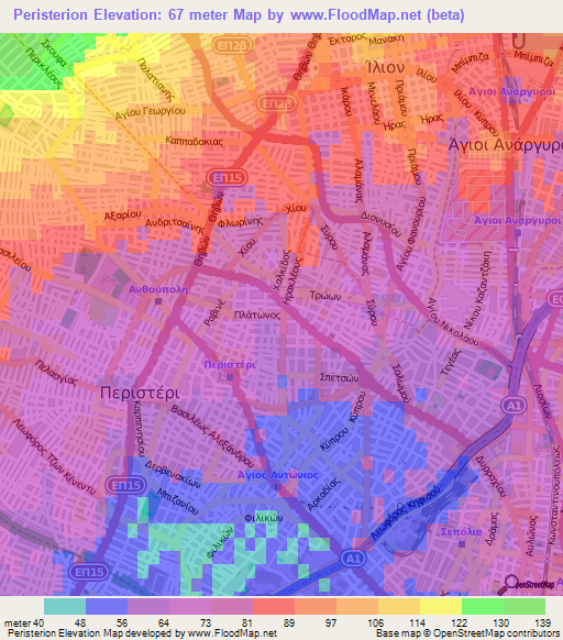Peristerion,Greece Elevation Map