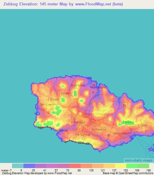 Zebbug,Malta Elevation Map