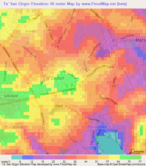 Ta' San Girgor,Malta Elevation Map