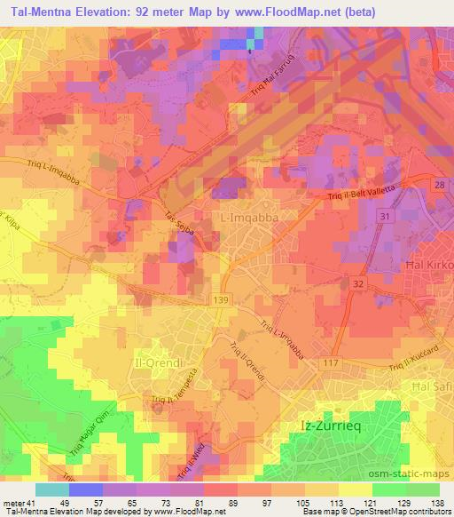 Tal-Mentna,Malta Elevation Map