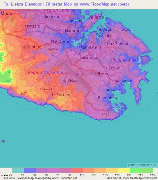 Tal-Liebru,Malta Elevation Map