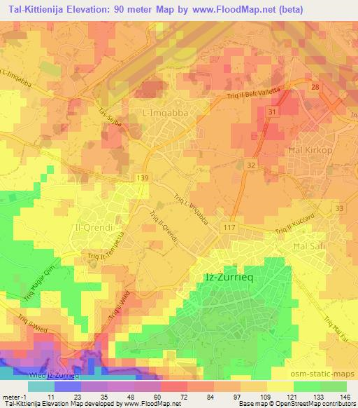 Tal-Kittienija,Malta Elevation Map