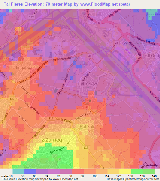 Tal-Fieres,Malta Elevation Map