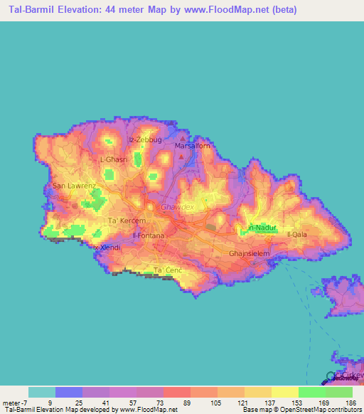 Tal-Barmil,Malta Elevation Map