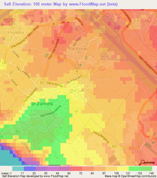 Safi,Malta Elevation Map