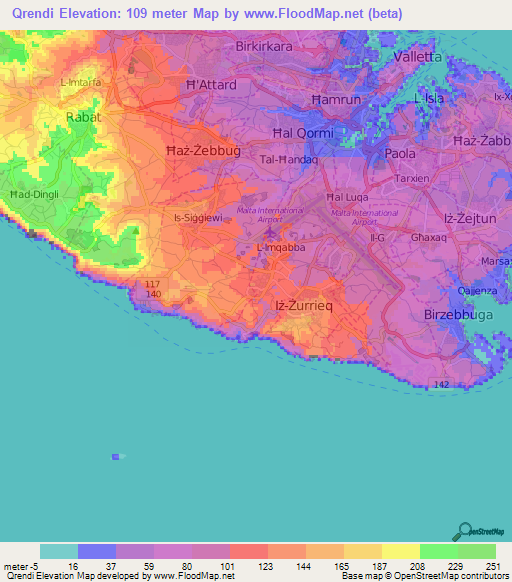 Qrendi,Malta Elevation Map