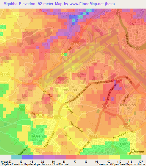 Mqabba,Malta Elevation Map