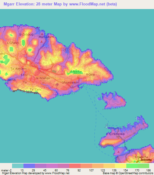 Mgarr,Malta Elevation Map