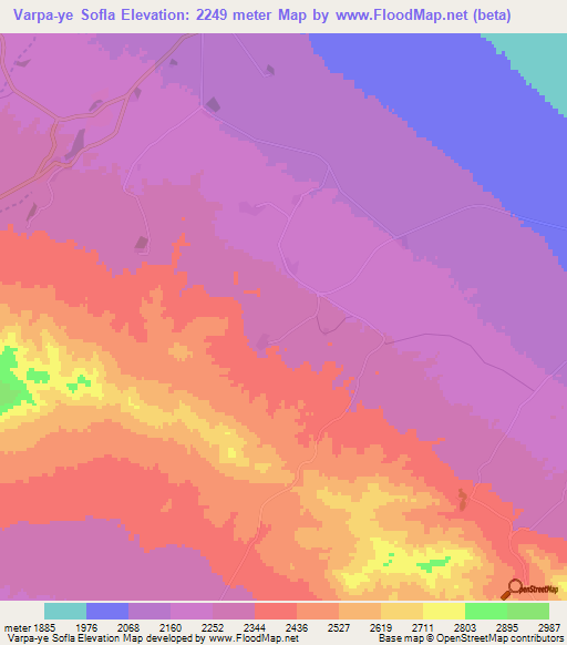 Varpa-ye Sofla,Iran Elevation Map