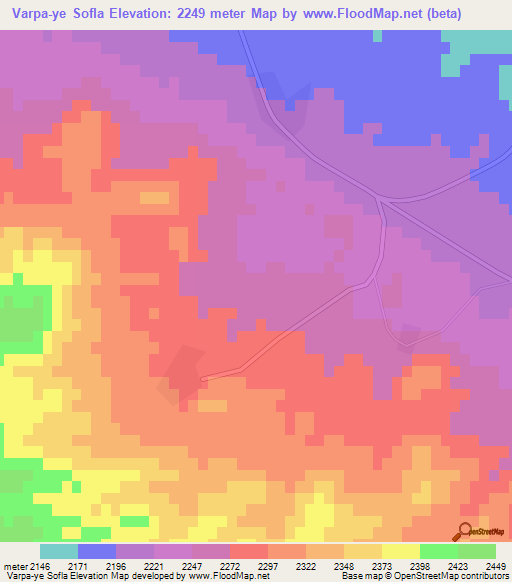 Varpa-ye Sofla,Iran Elevation Map