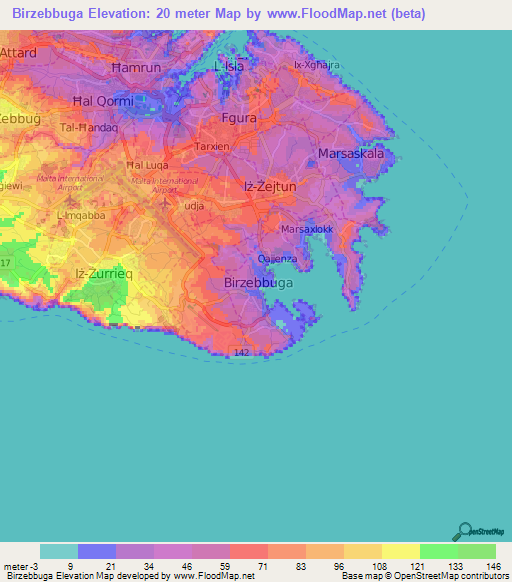 Birzebbuga,Malta Elevation Map