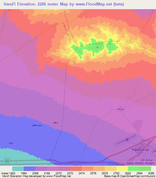 Vand'i,Iran Elevation Map