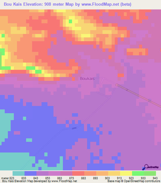 Bou Kais,Algeria Elevation Map