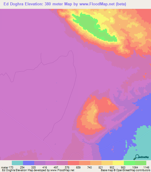 Ed Doghra,Tunisia Elevation Map